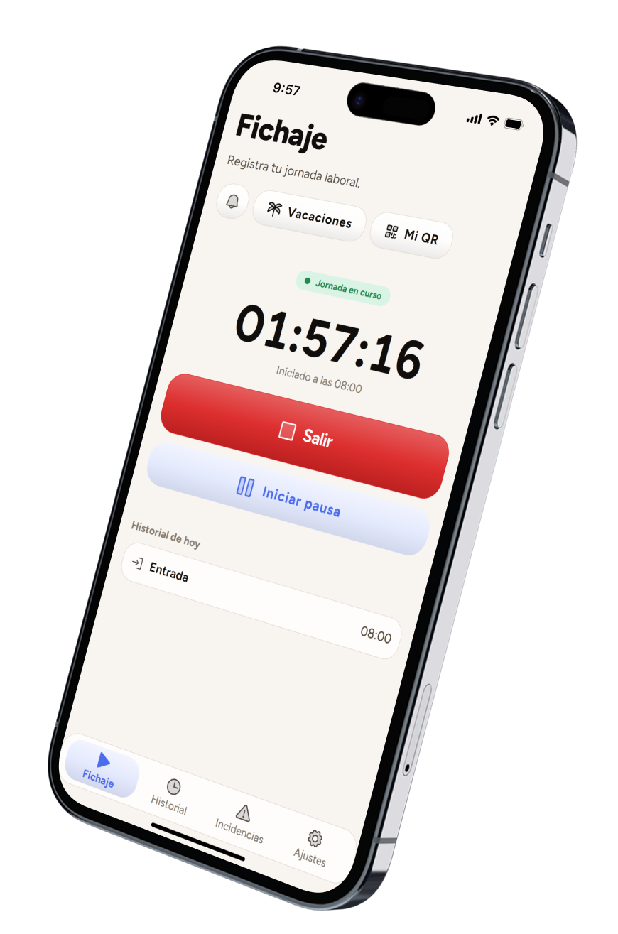 Kloc en un iPhone con una jornada laboral en curso