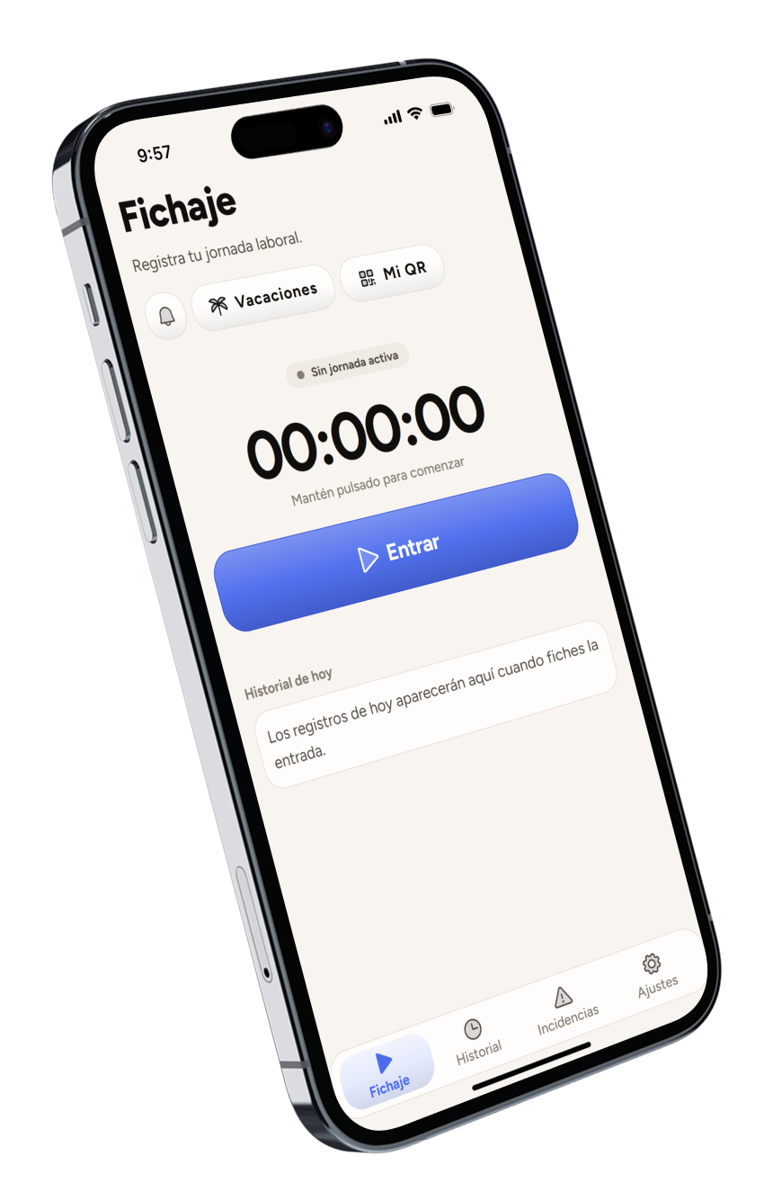 Kloc en un iPhone preparado para iniciar el fichaje