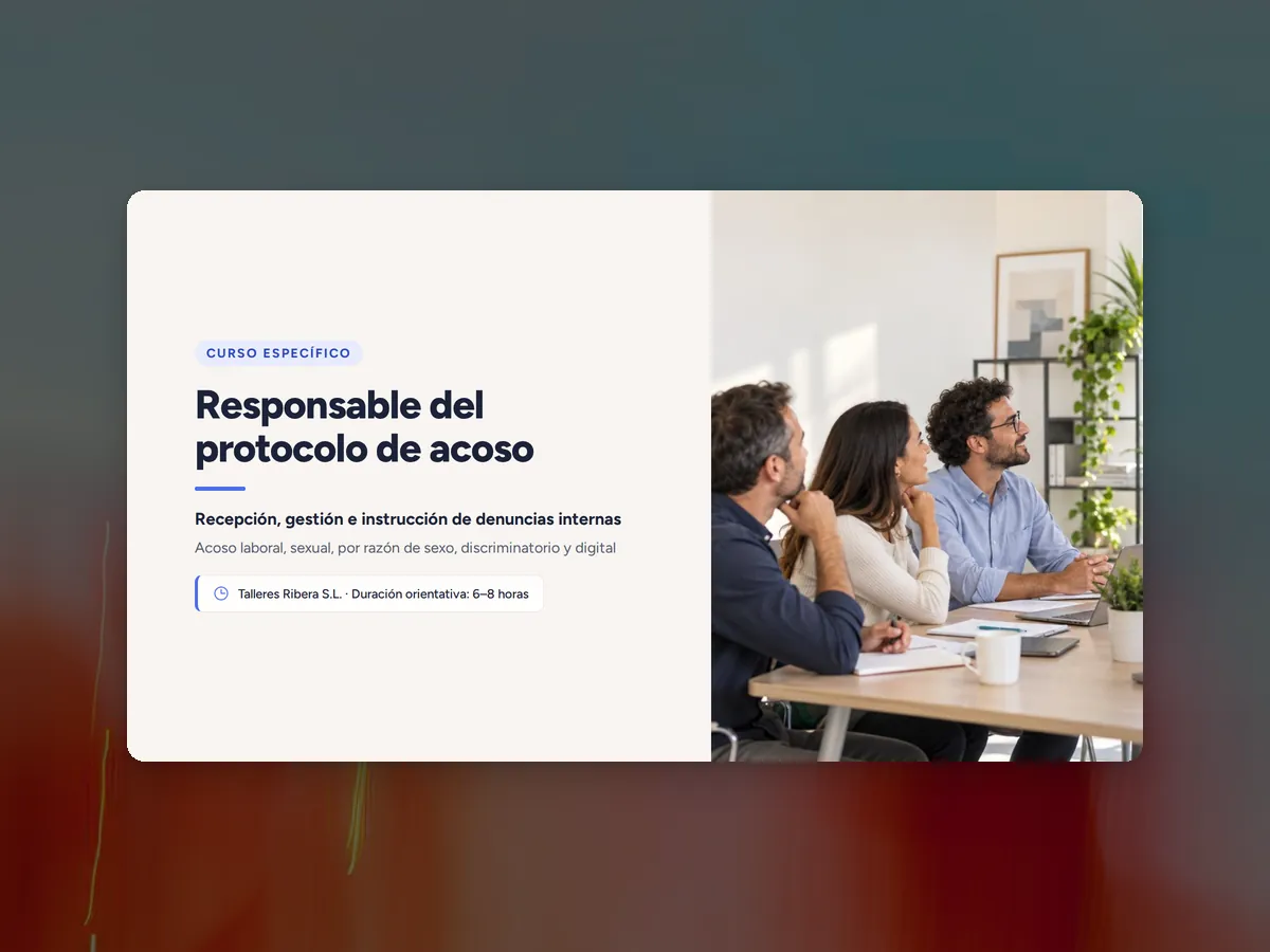 Portada del curso para la persona responsable del protocolo de acoso