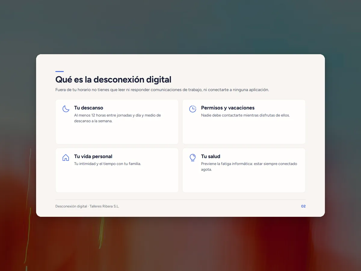 Diapositiva «Qué es la desconexión digital» de la sesión informativa